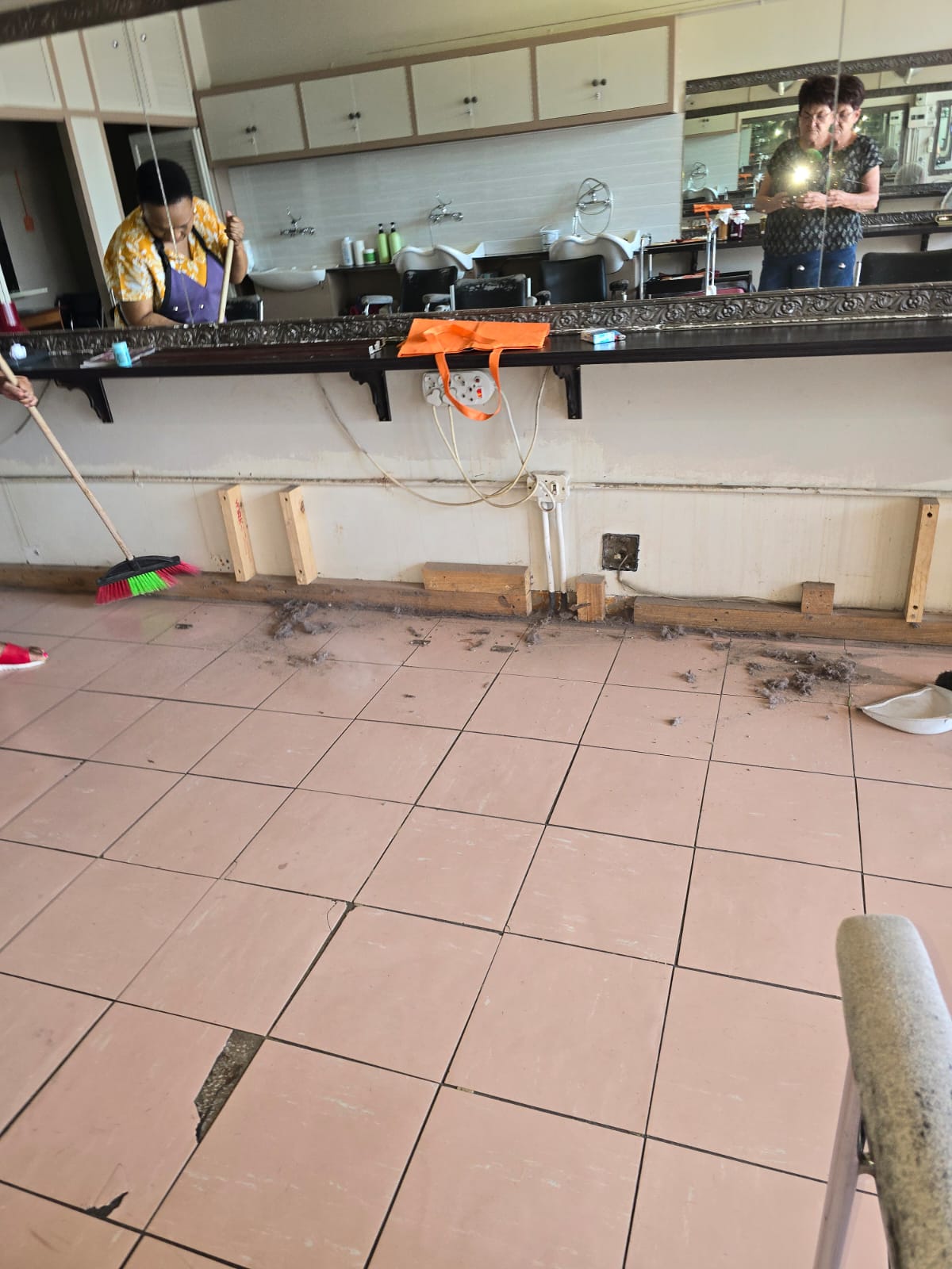 Salon before and strip-out