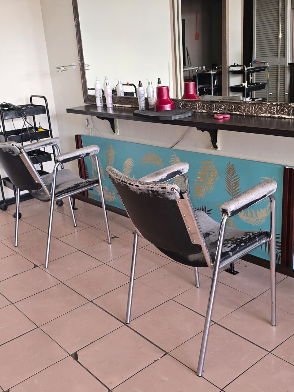 Salon before and strip-out